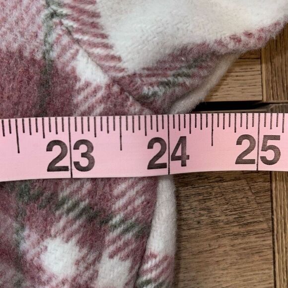 Mud Pie Womens Plaid Balloon Long‎ Sleeve Flannel Shirt Dusty Rose Size Large - Picture 9 of 10